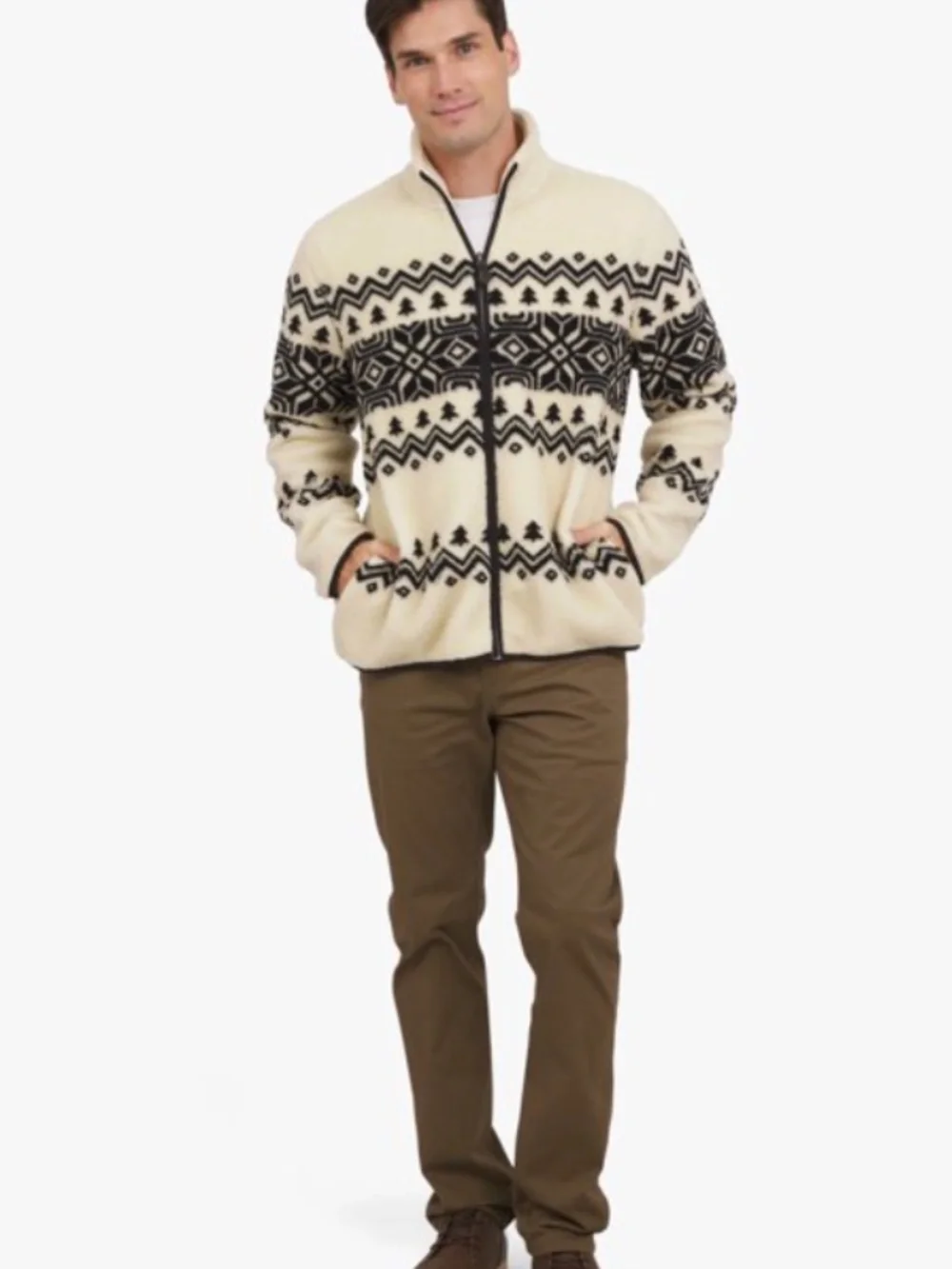 Chaps Men's & Big Men's High Pile Printed Plaid Sherpa Jacket
